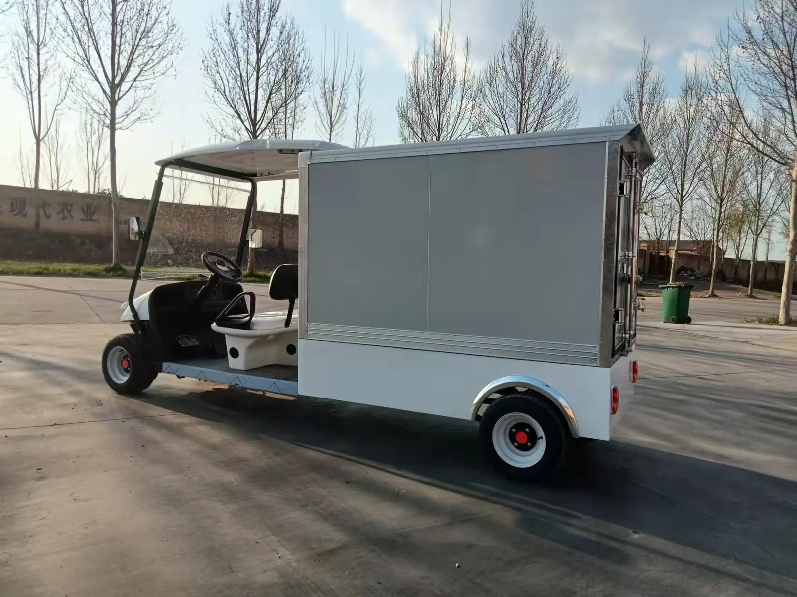 Huajia Enclosed Box Cargo Electric Utility Buggy - Cargo Utility Vehicle by Huajia Machinery. The Huajia Enclosed Box Cargo Utility Buggy is engineered for institutional, hospital, hotel, and in angle 4