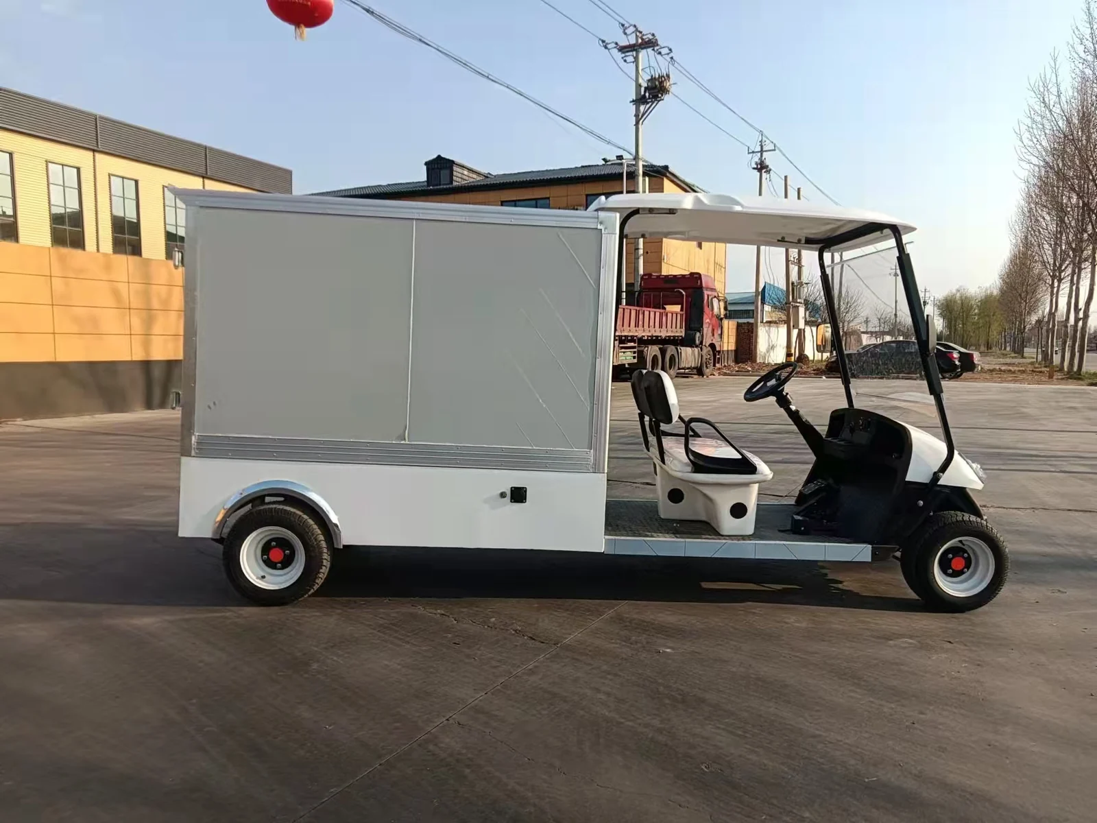 Huajia Enclosed Box Cargo Electric Utility Buggy - Cargo Utility Vehicle by Huajia Machinery. The Huajia Enclosed Box Cargo Utility Buggy is engineered for institutional, hospital, hotel, and in angle 7