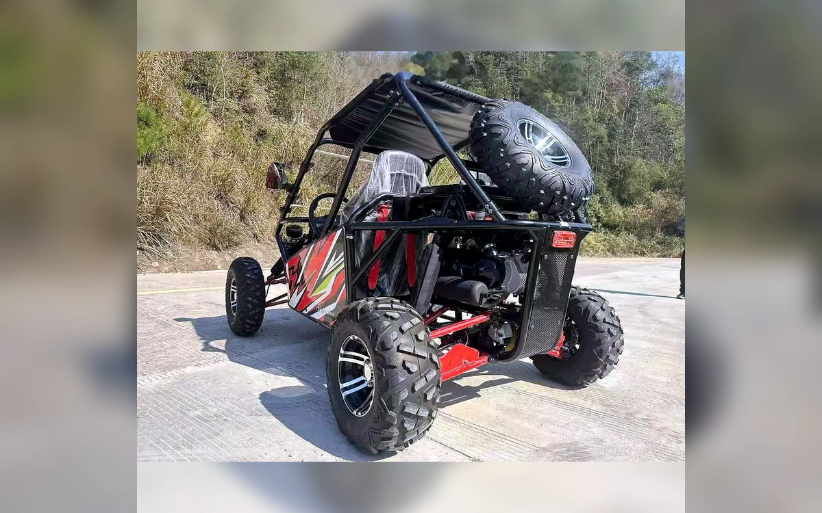 Huajia 200cc Multi-Color Go-Kart - Go-Kart by Huajia Machinery. The Huajia 200cc Multi-Color Go-Kart is a lightweight off-road recreational vehicle for scenic areas angle 4