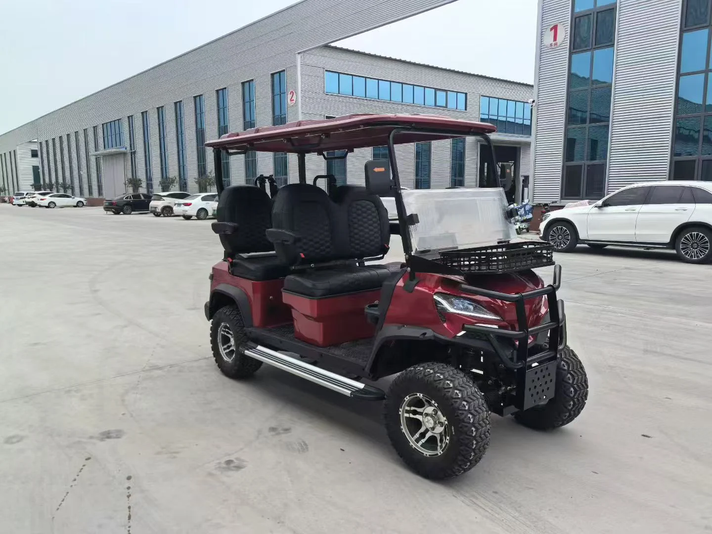 Huajia 4-Passenger Forward-Facing Electric Golf Cart with Side Running Boards - Forward-Facing Patrol & Golf Cart by Huajia Machinery. The Huajia 4-Passenger Forward-Facing Electric Golf Cart features an all-forward