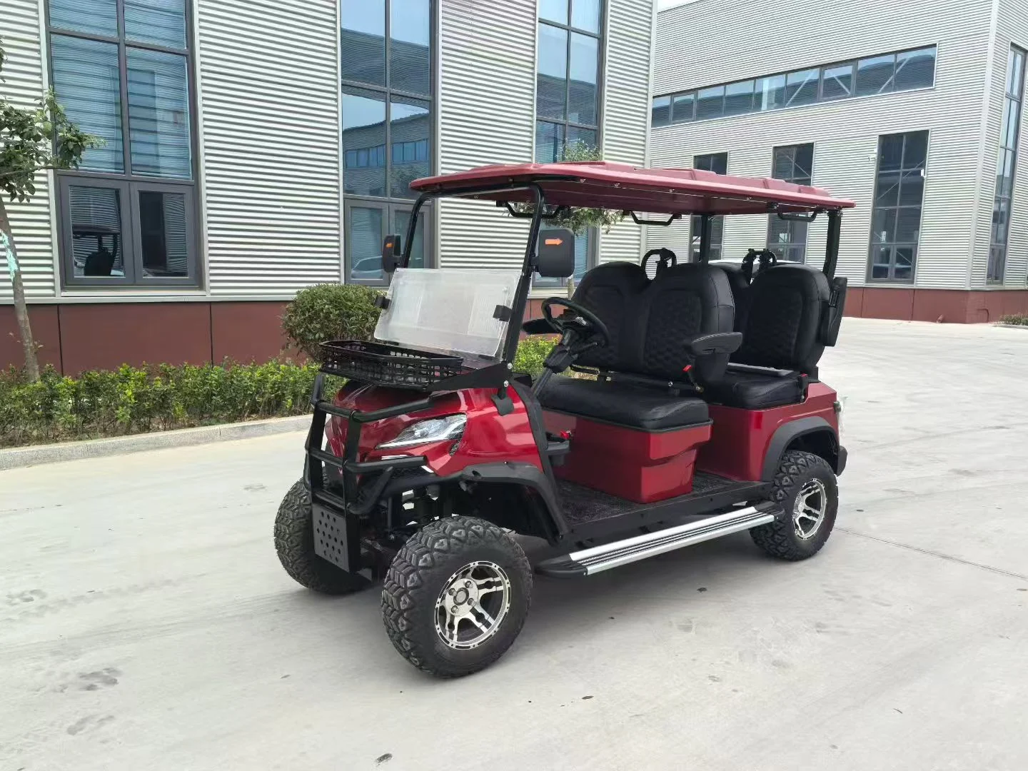 Huajia 4-Passenger Forward-Facing Electric Golf Cart with Side Running Boards - Forward-Facing Patrol & Golf Cart by Huajia Machinery. The Huajia 4-Passenger Forward-Facing Electric Golf Cart features an all-forward seating configurati angle 2