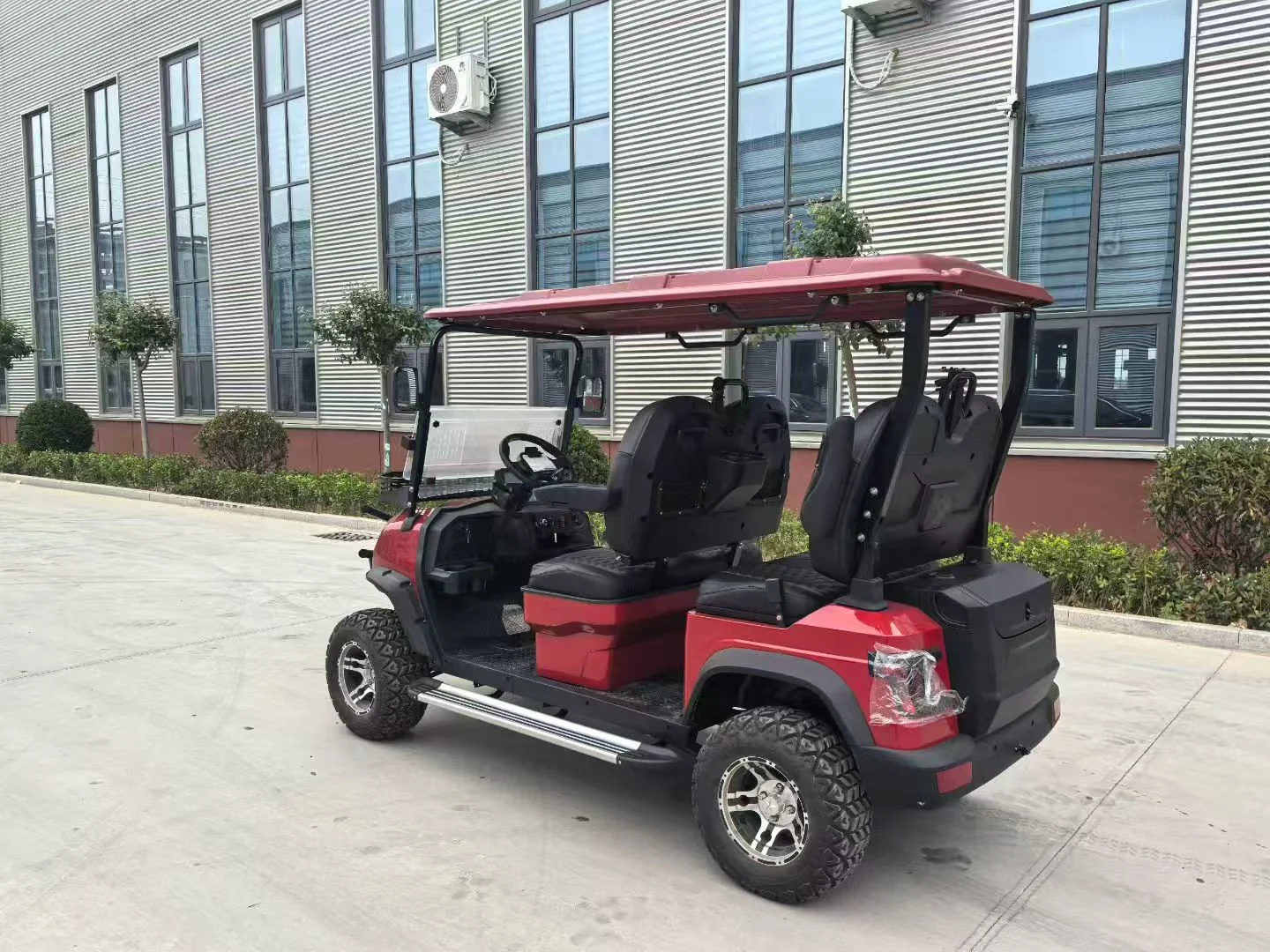 Huajia 4-Passenger Forward-Facing Electric Golf Cart with Side Running Boards - Forward-Facing Patrol & Golf Cart by Huajia Machinery. The Huajia 4-Passenger Forward-Facing Electric Golf Cart features an all-forward seating configurati angle 3